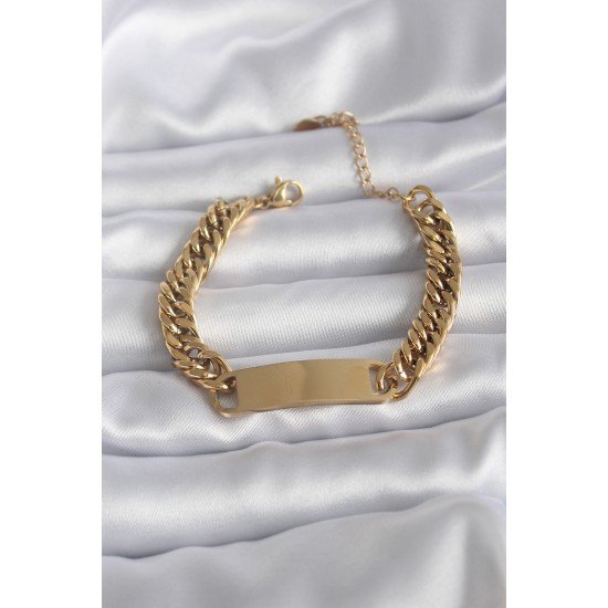 316L Çelik Gold Renk İsim Yazılabilir Plaka Model Kadın Bileklik 316L Çelik Gold Renk İsim Yazılabilir Plaka Model Kadın Bileklik