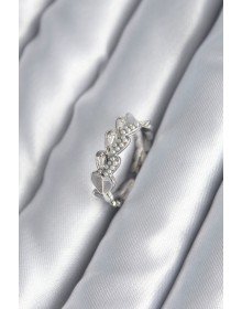 Pirinç Gümüş Renk Kalp Model İnci Detay Kadın Yüzük