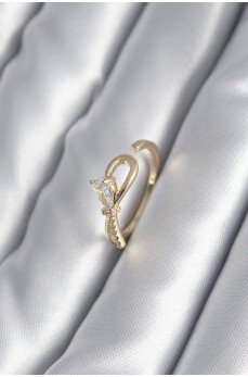 Pirinç Gold Renk Zirkon Taş Detay Kurdele Model Kadın Yüzük Pirinç Gold Renk Zirkon Taş Detay Kurdele Model Kadın Yüzük