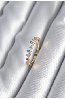 Pirinç Gold Renk Zirkon Taş Detay Kadın Yüzük Pirinç Gold Renk Zirkon Taş Detay Kadın Yüzük