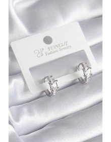 Pirinç Gümüş Renk Zirkon Taşlı Kadın Küpe