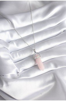 316L Çelik Gümüş Renk Pembe Taşlı Kadın Kolye 316L Çelik Gümüş Renk Pembe Taşlı Kadın Kolye