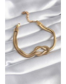 316L Çelik Gold Renk İtalyan Zincir Düğüm Model Kadın Bileklik