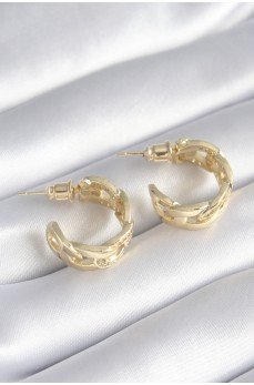 Pirinç Gold Renk Zirkon Taş Detay Zincir Model Kadın Küpe Pirinç Gold Renk Zirkon Taş Detay Zincir Model Kadın Küpe