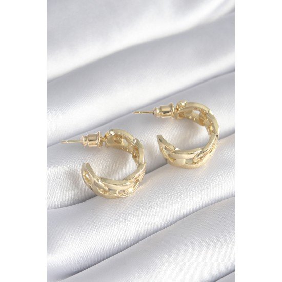 Pirinç Gold Renk Zirkon Taş Detay Zincir Model Kadın Küpe Pirinç Gold Renk Zirkon Taş Detay Zincir Model Kadın Küpe