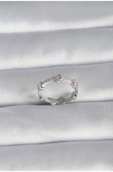 Pirinç Gümüş Renk Kalp Model Zirkon Taş Detay Kadın Yüzük