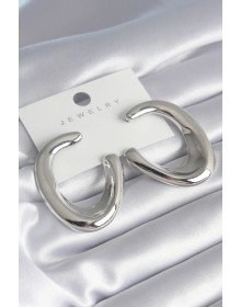 Pirinç Gümüş Renk Halka Model Kadın Küpe