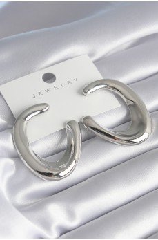 Pirinç Gümüş Renk Halka Model Kadın Küpe