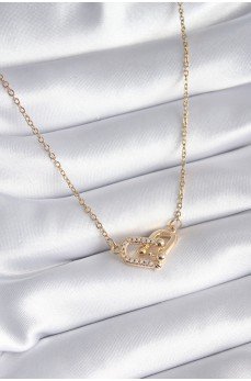 316L Çelik Gold Renk Zirkon Taşlı Model Kadın Kolye