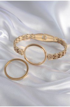 316L Çelik Gold Renk Arpa İşleme Açılabilir Fanus Model Kadın Kelepçe 316L Çelik Gold Renk Arpa İşleme Açılabilir Fanus Model Kadın Kelepçe