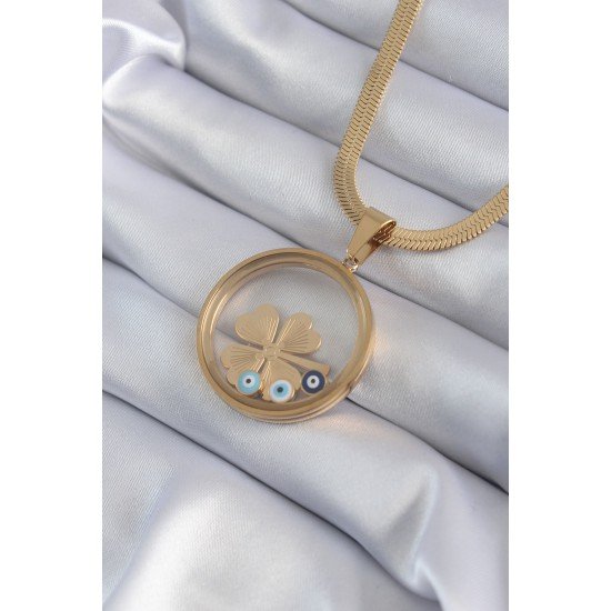 316L Çelik Gold Renk İtalyan Zincir Açılabilir Fanus Yonca Figür Model Kadın Kolye 316L Çelik Gold Renk İtalyan Zincir Açılabilir Fanus Yonca Figür Model Kadın Kolye