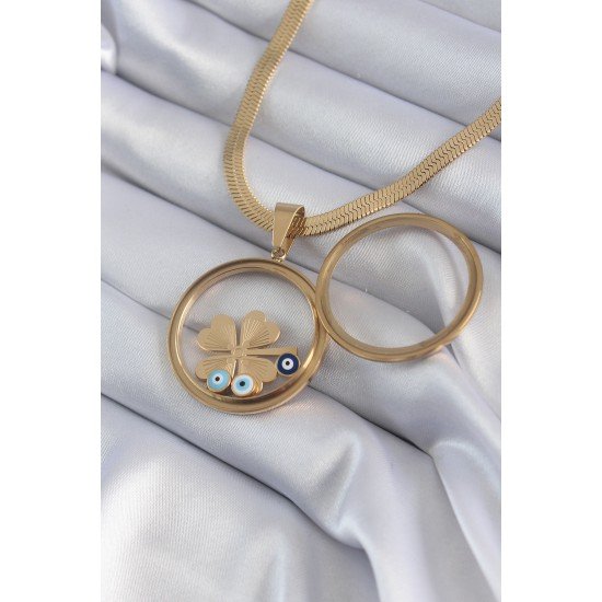 316L Çelik Gold Renk İtalyan Zincir Açılabilir Fanus Yonca Figür Model Kadın Kolye 316L Çelik Gold Renk İtalyan Zincir Açılabilir Fanus Yonca Figür Model Kadın Kolye