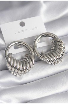 Pirinç Gümüş Renk Halka Sarmal Model Kadın Küpe Pirinç Gümüş Renk Halka Sarmal Model Kadın Küpe