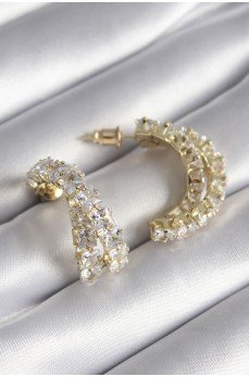 Pirinç Gold Renk Zirkon Taşlı Kadın Küpe