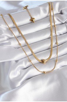 316L Çelik Gold Renk İtalyan Zincir Model Topçuk Detay Kadın Kolye