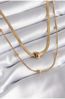 316L Çelik Gold Renk İtalyan Zincir Model Topçuk Detay Kadın Kolye