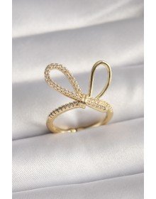 Gold Renk Zirkon Taşlı Düğüm Model Kadın Yüzük