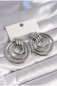 Pirinç Gümüş Renk Halka Model Kadın Küpe