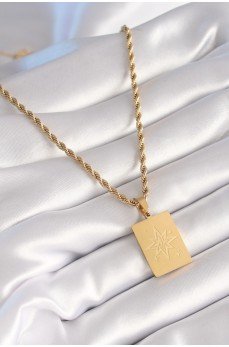 316L Çelik Gold Renk Burgu Zincir Kutup Yıldızı İşleme Plaka Figür Kadın Kolye 316L Çelik Gold Renk Burgu Zincir Kutup Yıldızı İşleme Plaka Figür Kadın Kolye