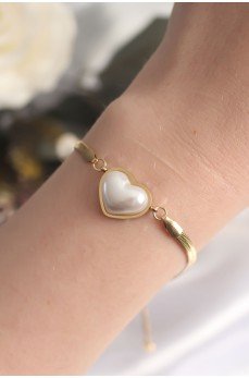 316L Çelik Gold Renk Bombeli Kalp Kadın Bileklik 316L Çelik Gold Renk Bombeli Kalp Kadın Bileklik