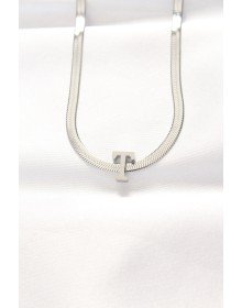 316L Çelik T Harfli Silver Renk İtalyan Zincirli Kolye