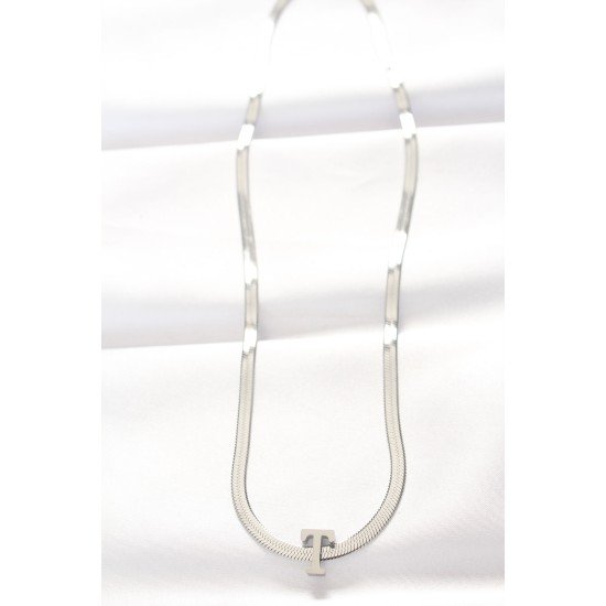 316L Çelik T Harfli Silver Renk İtalyan Zincirli Kolye 316L Çelik T Harfli Silver Renk İtalyan Zincirli Kolye