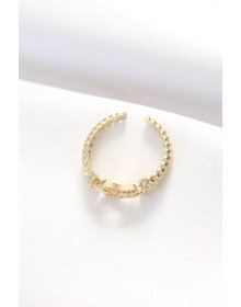 Kemer Tokası Tasarımlı Gold Renk Zirkon Taşlı Ayarlanabilir Yüzük