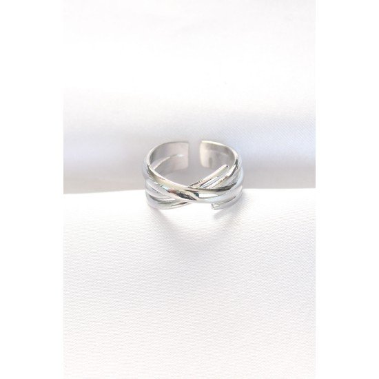 Kalın Silver Renk Ayarlanabilir Yüzük