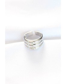 Silver Renk Ayarlanabilir Çizgili Bombe Yüzük