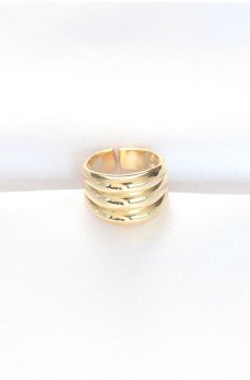 Gold Renk Ayarlanabilir Çizgili Bombe Yüzük Gold Renk Ayarlanabilir Çizgili Bombe Yüzük