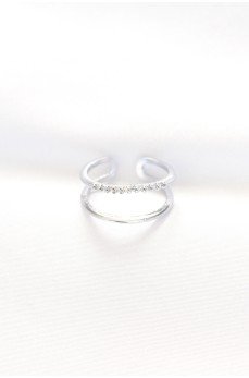 2li Görünümlü Su Yolu Tasarımlı Silver Renk Ayarlanabilir Yüzük