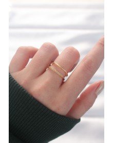 2li Görünümlü Su Yolu Tasarımlı Gold Renk Ayarlanabilir Yüzük