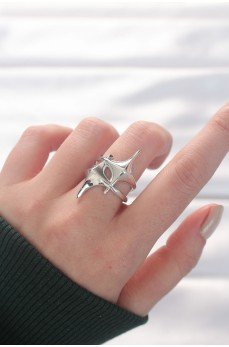 Yıldız Model Silver Renk Ayarlanabilir Yüzük