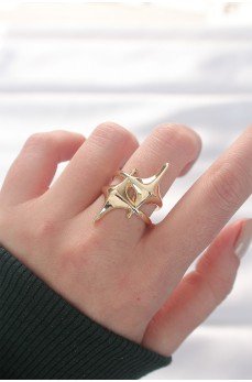 Yıldız Model Gold Renk Ayarlanabilir Yüzük