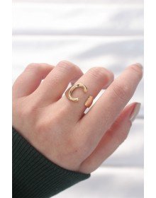 C Harfli Altın Renk Ayarlanabilir Yüzük