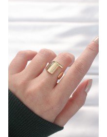 T Harfli Altın Renk Ayarlanabilir Yüzük