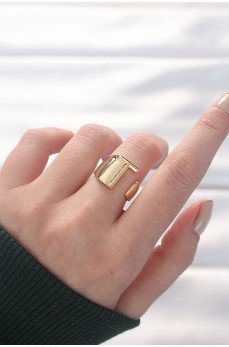 T Harfli Altın Renk Ayarlanabilir Yüzük
