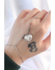 316L Çelik Gümüş Renk Beyaz Bubble Kalp Tasarımlı Şahmeran