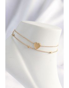 316L Çelik Gold Renk Kalp Tasarımlı 2li Halhal