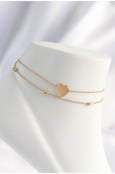 316L Çelik Gold Renk Kalp Tasarımlı 2li Halhal 316L Çelik Gold Renk Kalp Tasarımlı 2li Halhal