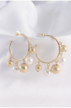 Pirinç Gold Renk Topçuk Model Halka Küpe