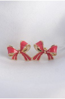 Pirinç Pembe Renk Fiyonk Küpe