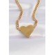 316L Çelik Zincir Altın Renk Düz Plaka Kalp Kolye