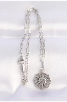 316L Çelik Zincir Gümüş Renk Güneş Kolye