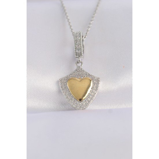 316L Çelik Zincir Gümüş Renk Zirkon Taşlı Tasarım Altın Renk Kalp Kolye 316L Çelik Zincir Gümüş Renk Zirkon Taşlı Tasarım Altın Renk Kalp Kolye