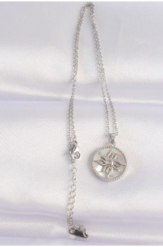 316L Çelik Zincir Gümüş Renk Oval Tasarımlı Güneş Kolye