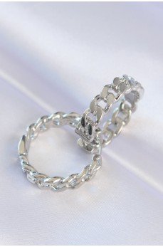 Pirinç Gümüş Renk Zincir Model Halka Küpe