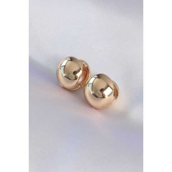 Pirinç Gold Renk İçi Boş Minimal Topçuk Küpe Pirinç Gold Renk İçi Boş Minimal Topçuk Küpe