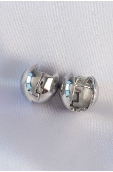 Pirinç Gümüş Renk İçi Boş Minimal Topçuk Küpe Pirinç Gümüş Renk İçi Boş Minimal Topçuk Küpe