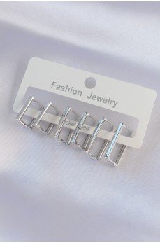 Pirinç Gümüş Renk Dikdörtgen Model Küpe Seti